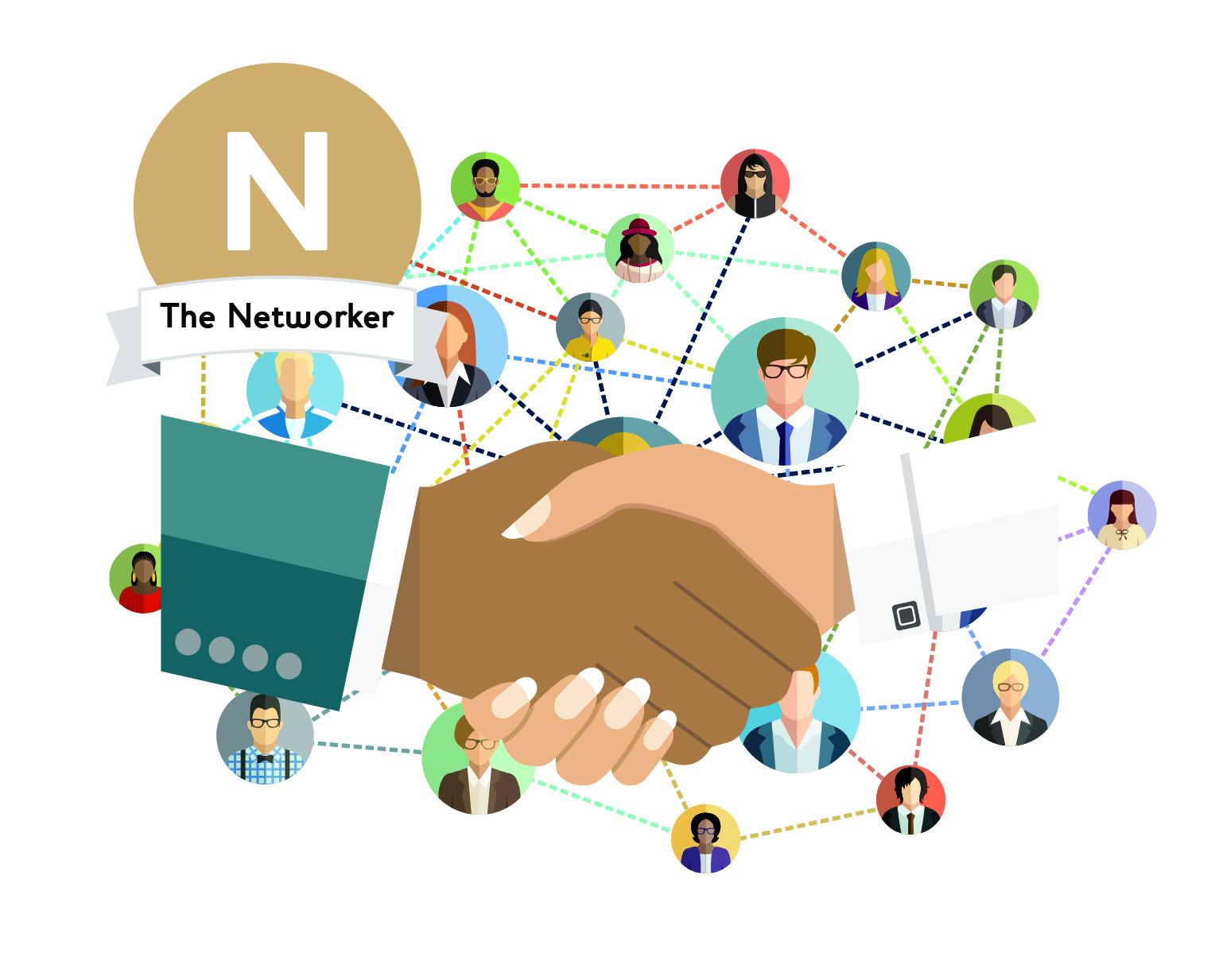 shaking hands in front of networked icons: are you a natural networker?